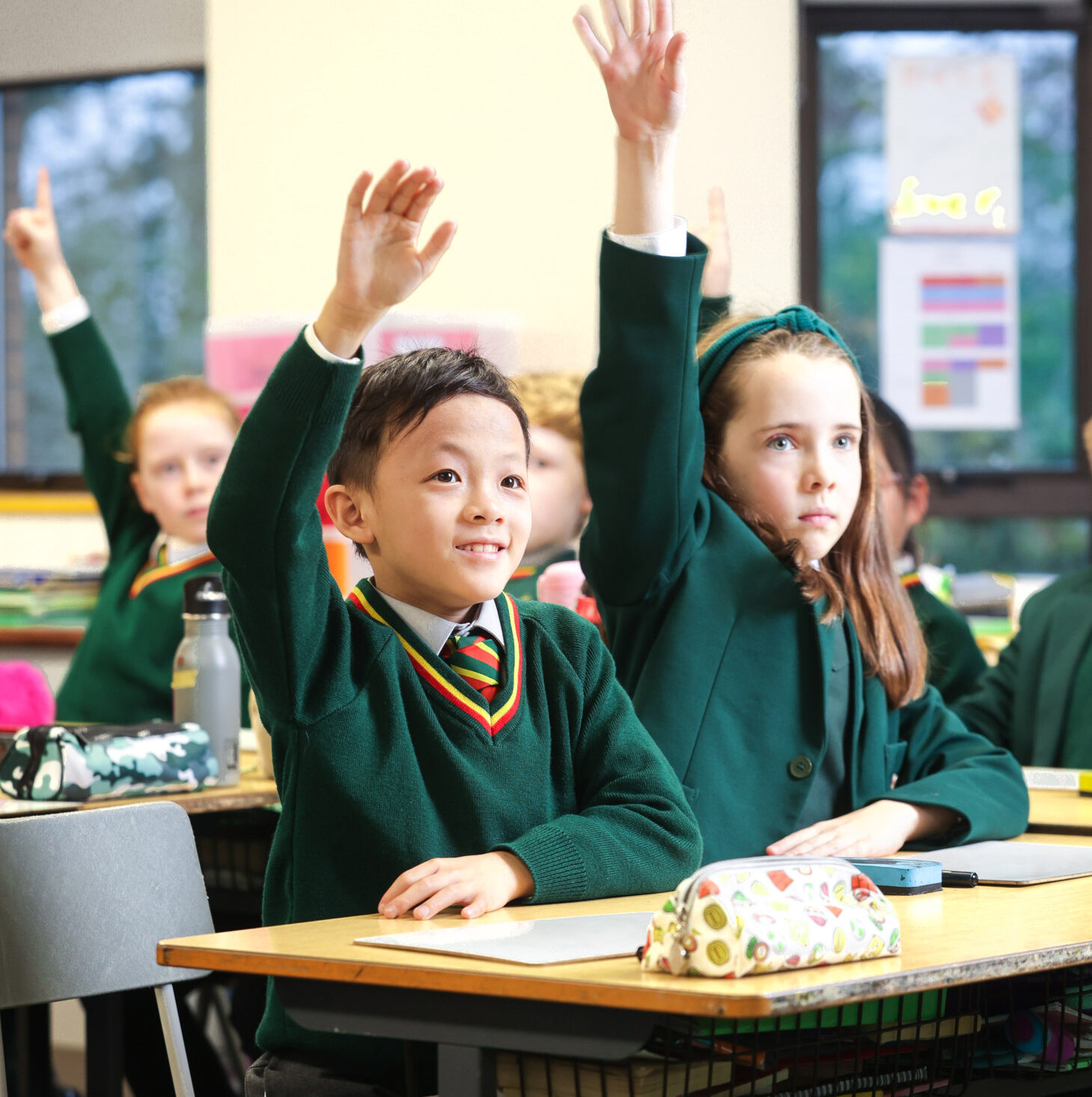 Students raising their hand